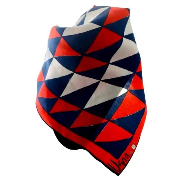 Vintage 1960s VERA Silk Blend Red/White/Blue Scarf MADE IN JAPAN~25" x25" - Picture 1 of 4